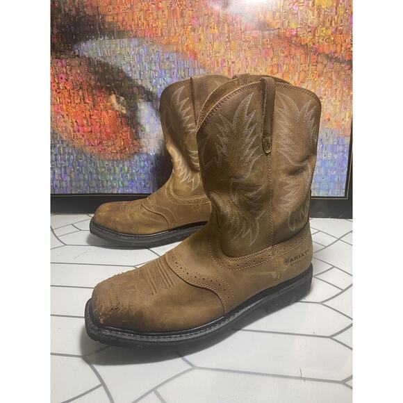 Ariat Sierra 10010134 Mens Brown Leather Square Steel Toe Work Boots Size 12 EE main image 5